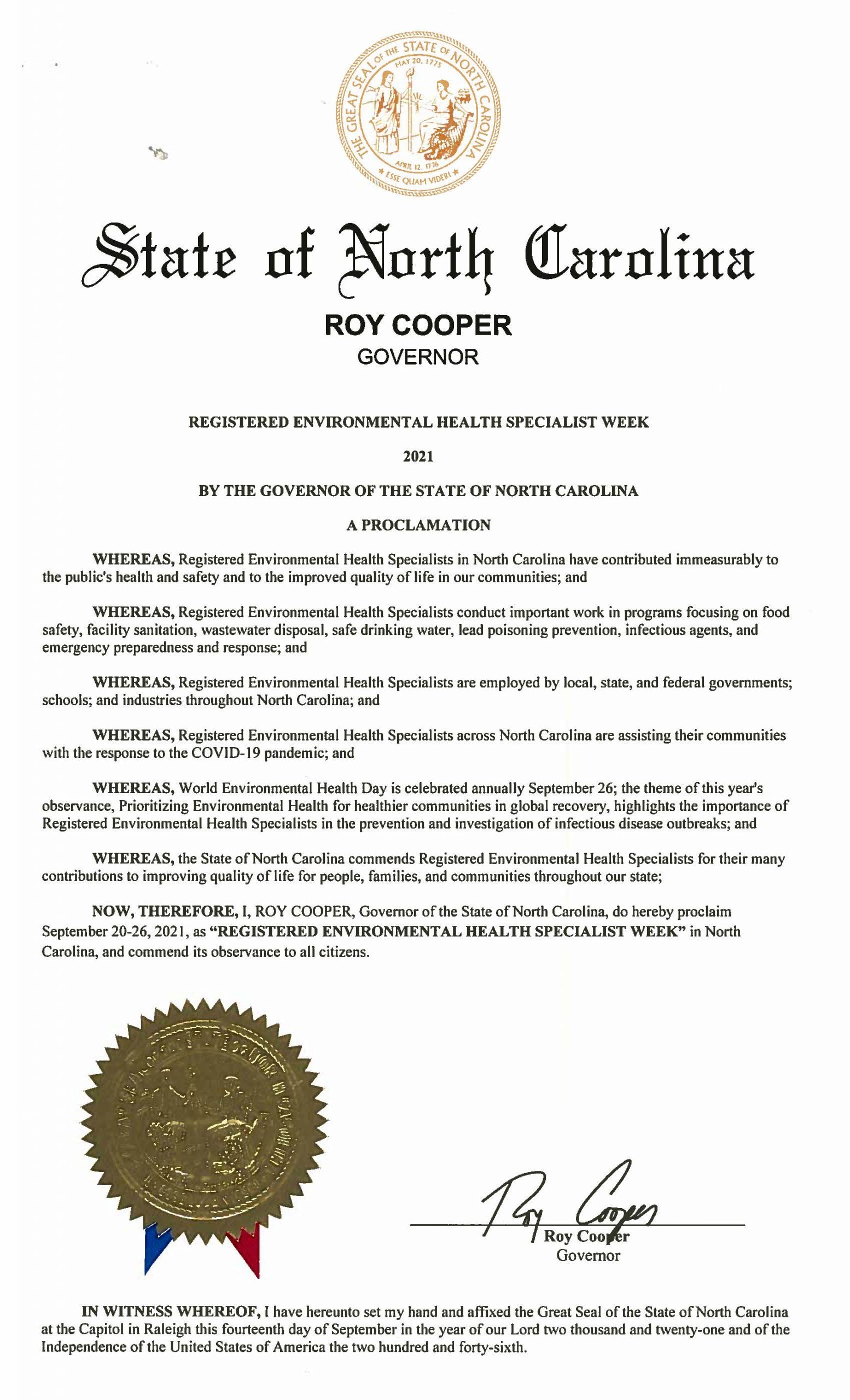 North Carolina State Board of Environmental Health Specialist Examiners